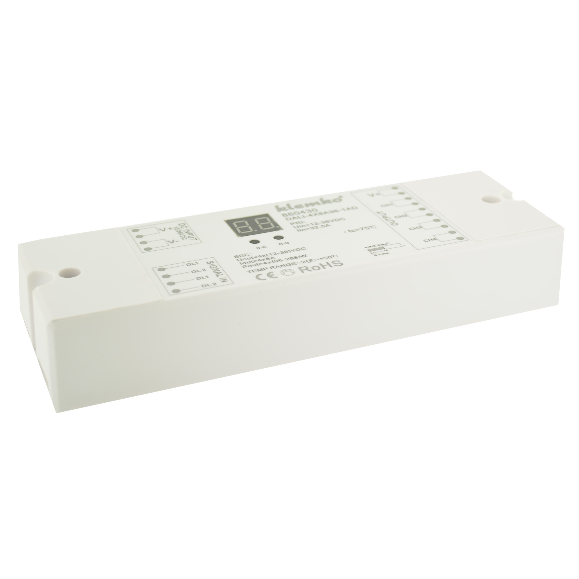 KLEMKO 860430 Kleurcontroller voor Led DALI-4X8A36-1AD Dali controller constante spanning, 1 adres voor 4 uitgangen