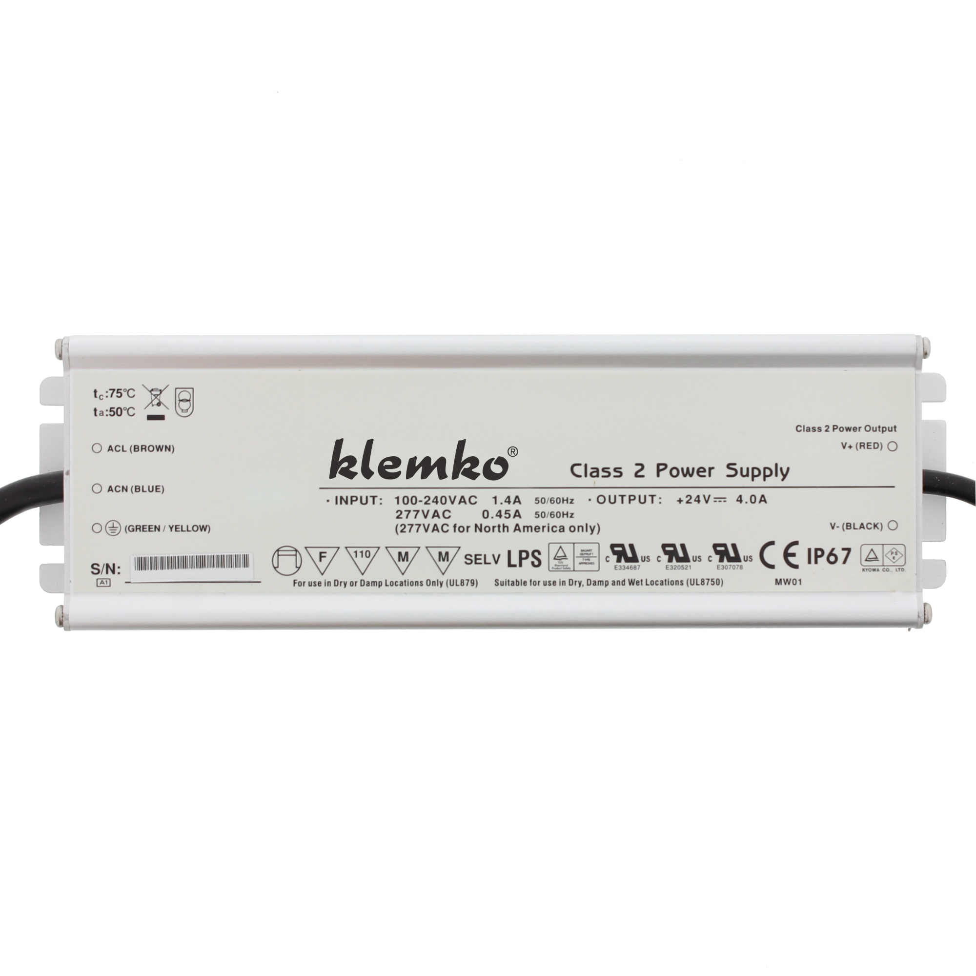 KLEMKO 860190 Led Driver Constante Spanning LB-LD-24V-100WD Leddriver IP-67 constante spanning 24V. Pmax = 100W.