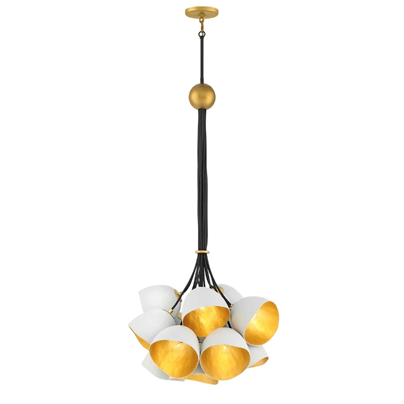 Hanglamp Nula, gebundeld, wit/goud, 15-lamps