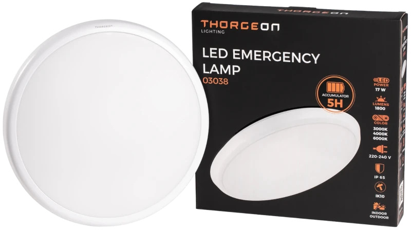 Thorgeon Emergency Lighting ROUND 17W IP65 3000K/4000K/6000K